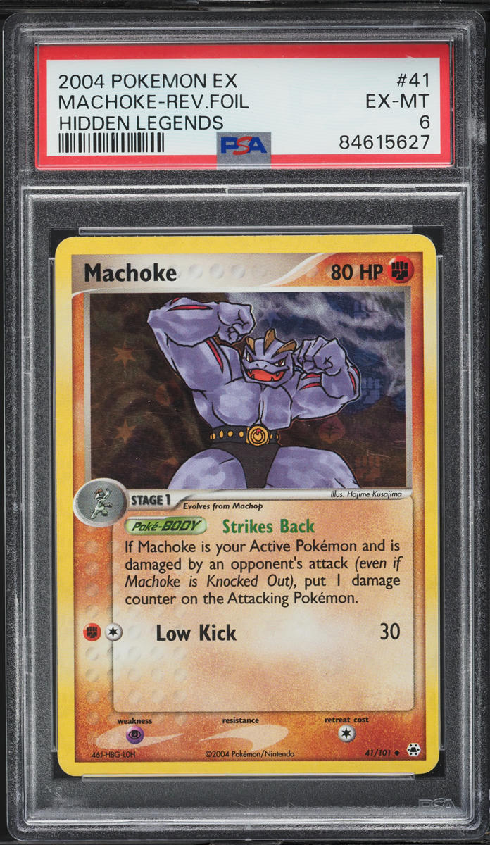 2004 Pokemon EX Hidden Legends Reverse Holo Machoke #41 PSA 6 EXMT