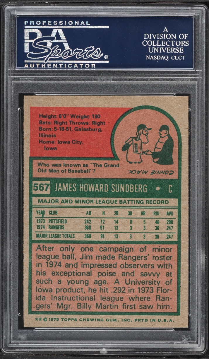 1975 Topps Jim Sundberg #567 PSA 8 NM-MT