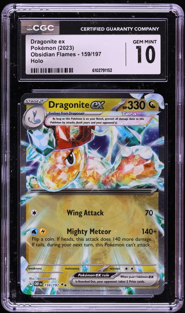 2023 Pokemon Scarlet & Violet Obsidian Flames Holo Dragonite ex #159 CGC 10 GEM MINT
