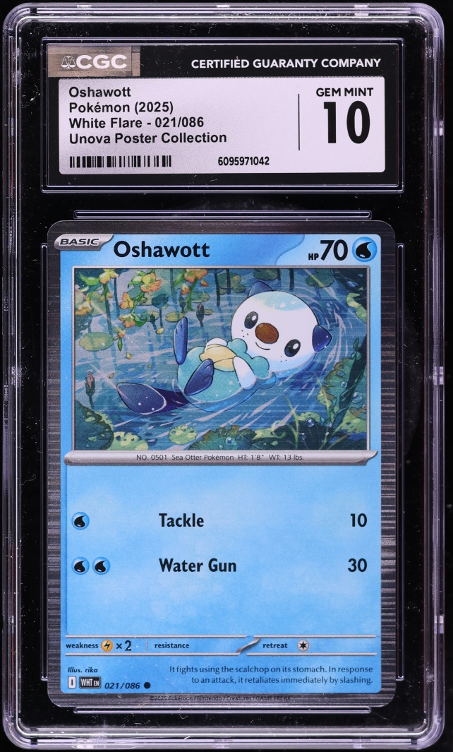 2025 Pokemon Scarlet & Vioelt White Flare Unova Poster Collection Oshawott #021 CGC 10 GEM MINT