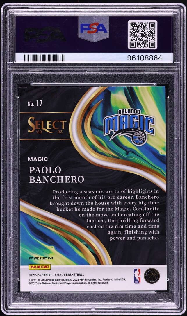2022 Select Sensations Silver Paolo Banchero ROOKIE #17 PSA 10 GEM MINT