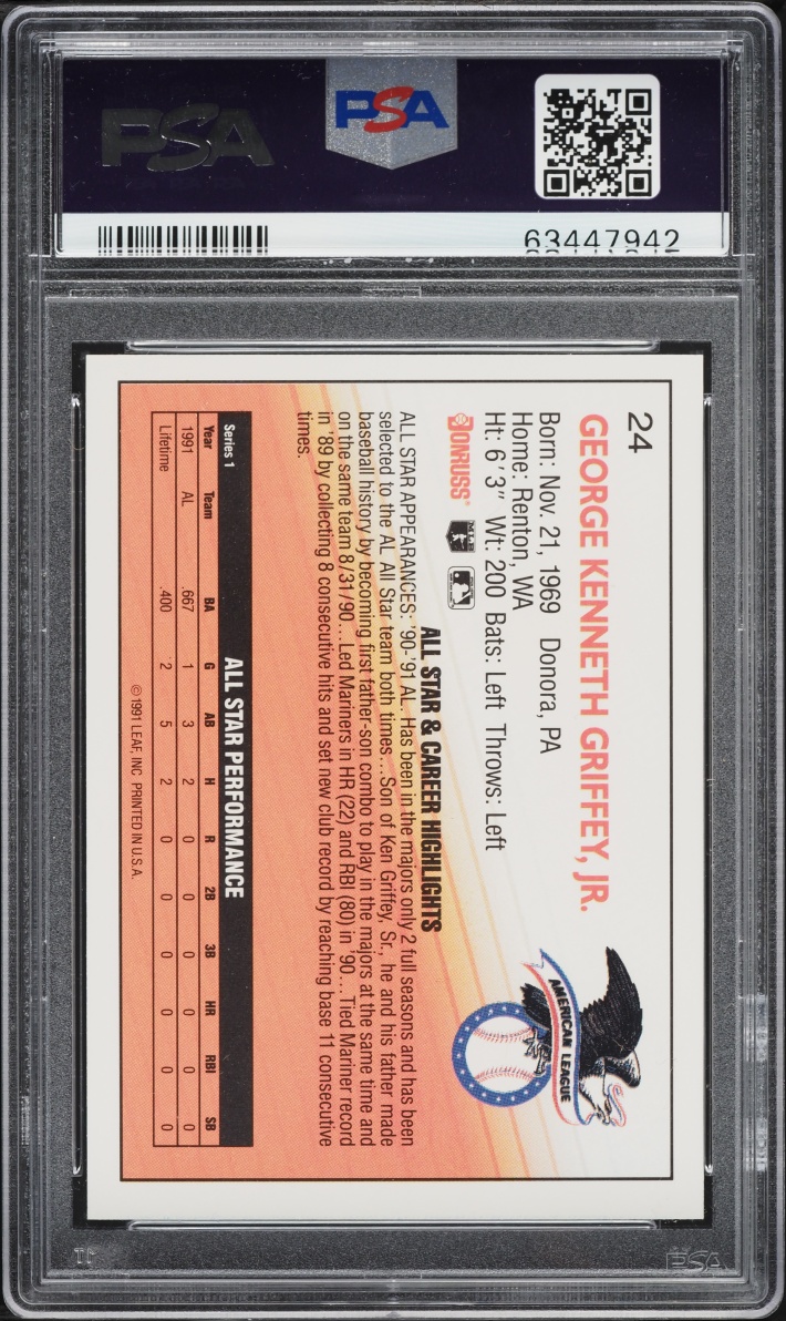 1992 Donruss Ken Griffey Jr. #24 PSA 10 GEM MINT