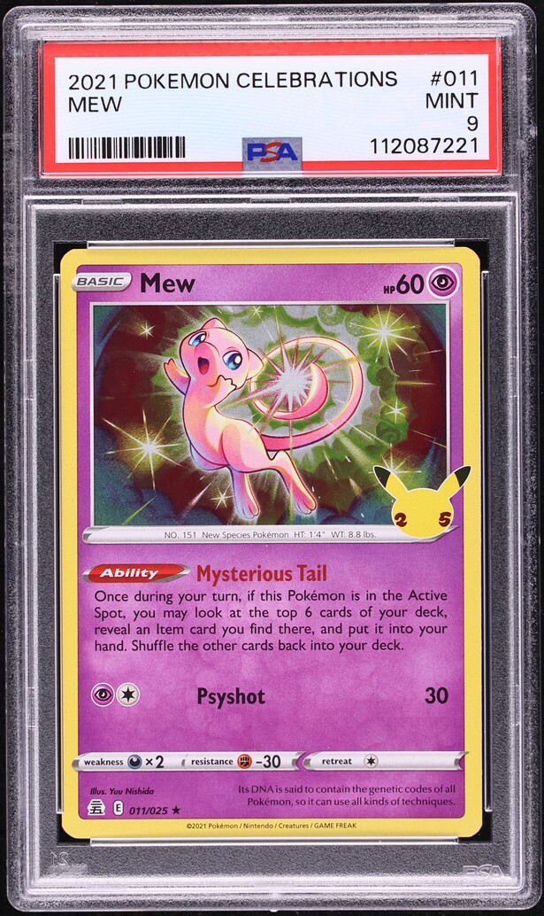 2021 Pokemon Sword & Shield Celebrations Holo Mew #11 PSA 9 MINT
