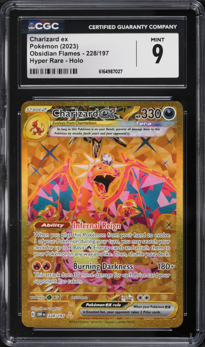 2023 Pokemon Scarlet & Violet Obsidian Flames Gold Rare Charizard ex #228 CGC 9 MINT