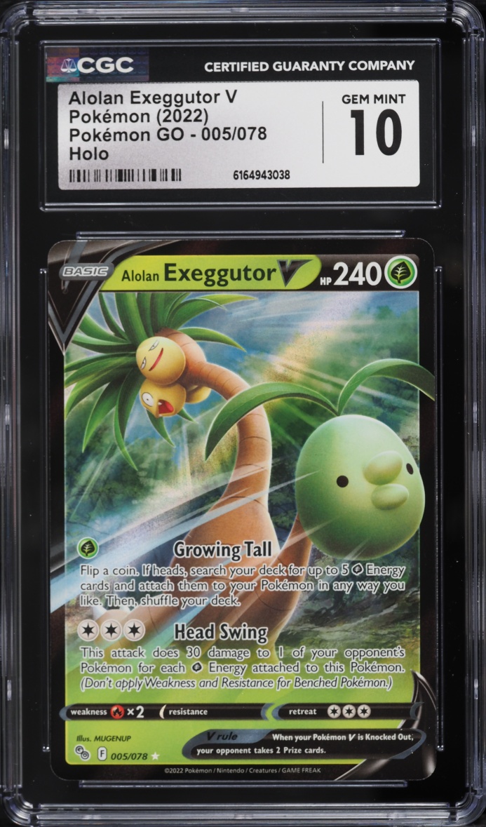 2022 Pokemon Sword & Shield Pokemon GO Holo Alolan Exeggutor V #5 CGC 10 GEM MINT