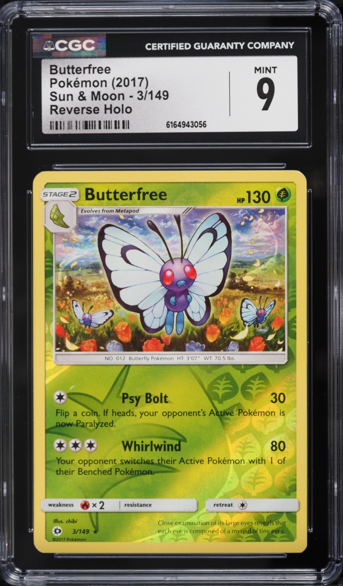 2017 Pokemon Sun & Moon Reverse Holo Butterfree #3 CGC 9 MINT
