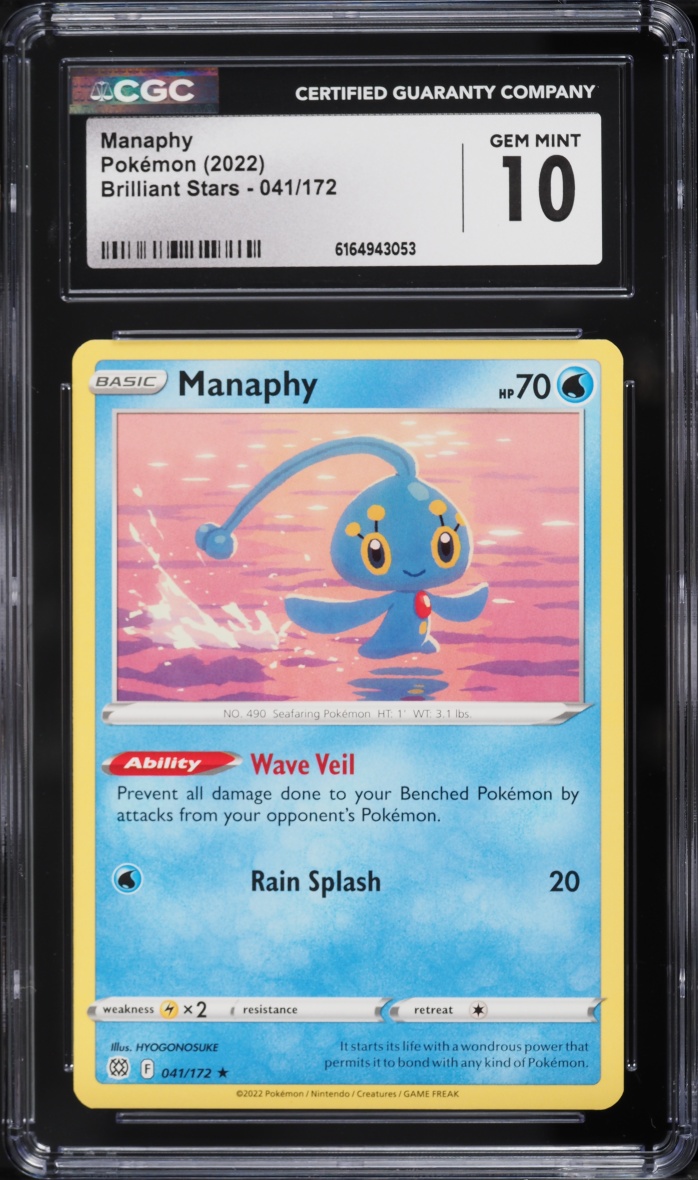 2022 Pokemon Sword & Shield Brilliant Stars Manaphy #041 CGC 10 GEM MINT