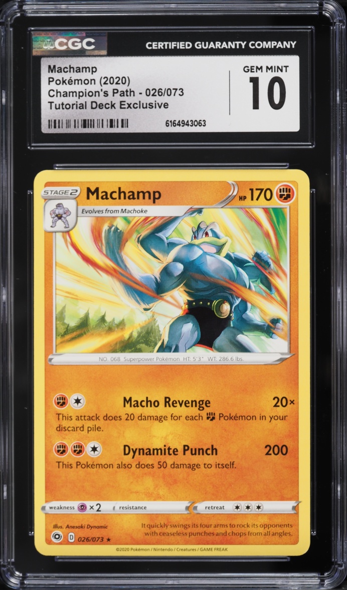 2020 Pokemon Sword & Shield Champion's Path Tutorial Deck Exclusive Machamp #26 CGC 10 GEM MINT