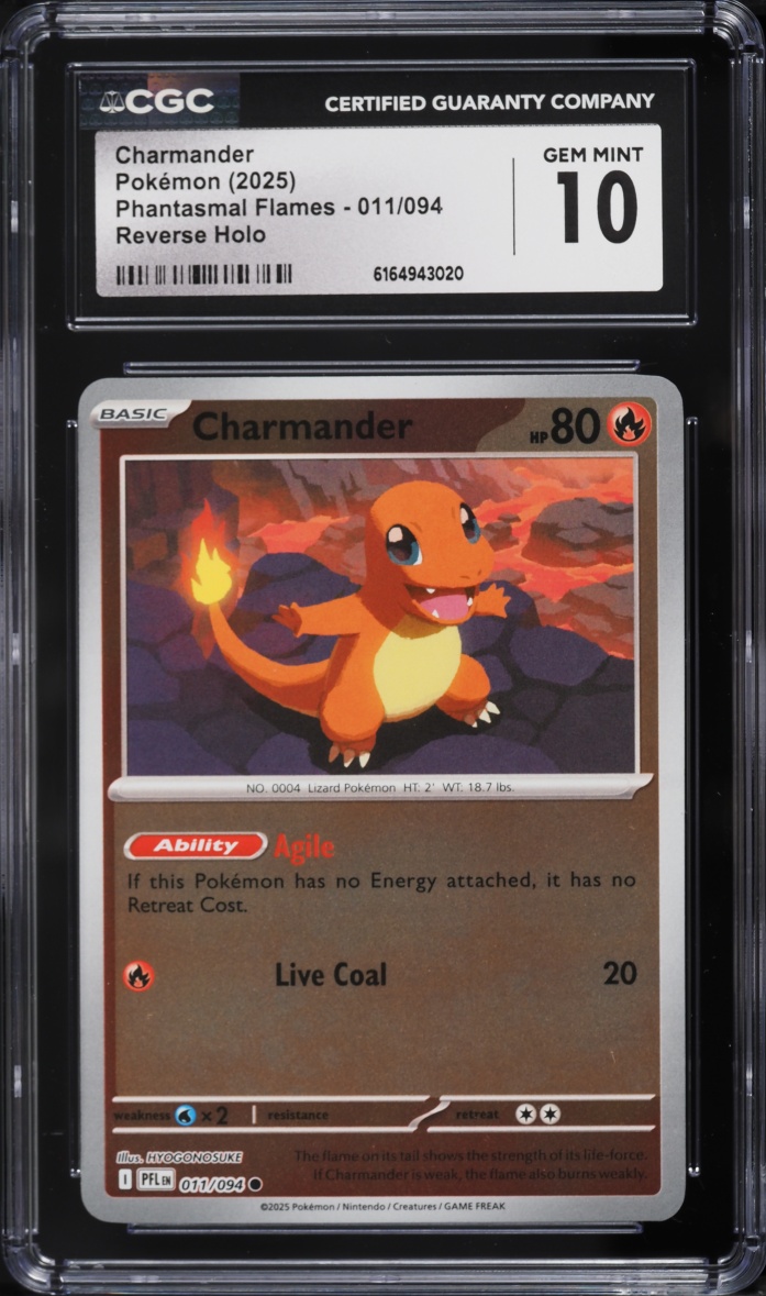 2025 Pokemon Mega Evolution Phantasmal Flames Reverse Holo Charmander #11 CGC 10 GEM MINT