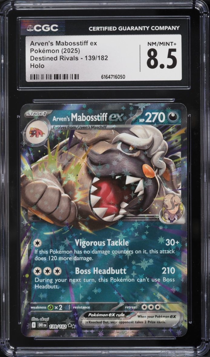 2025 Pokemon Scarlet & Violet Destined Rivals Holo Arven's Mabosstiff Ex #139 CGC 8.5 NM-MT+