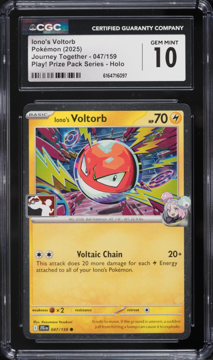 2025 Pokemon SV Journey Together Play! Prize Pack Holo Iono's Voltorb #47 CGC 10 GEM MINT