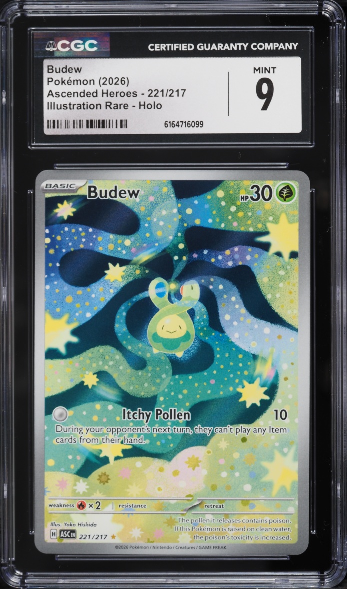 2026 Pokemon Mega Evolution Ascended Heroes IR Budew #221 CGC 9 MINT
