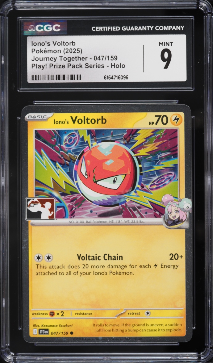 2025 Pokemon SV Journey Together Play! Prize Pack Series Holo Iono's Voltorb #047 CGC 9 MINT