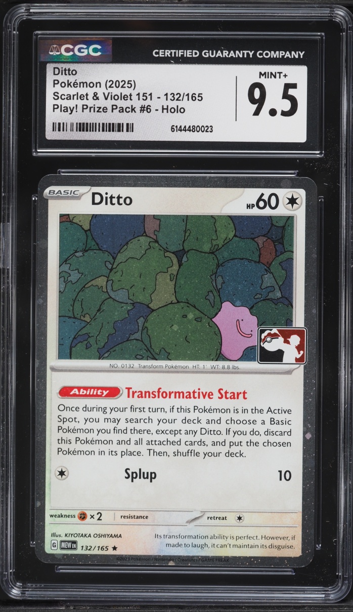 2025 Pokemon Scarlet & Violet 151 Play! Prize Pack 6 Holo Ditto #132 CGC 9.5 MINT+