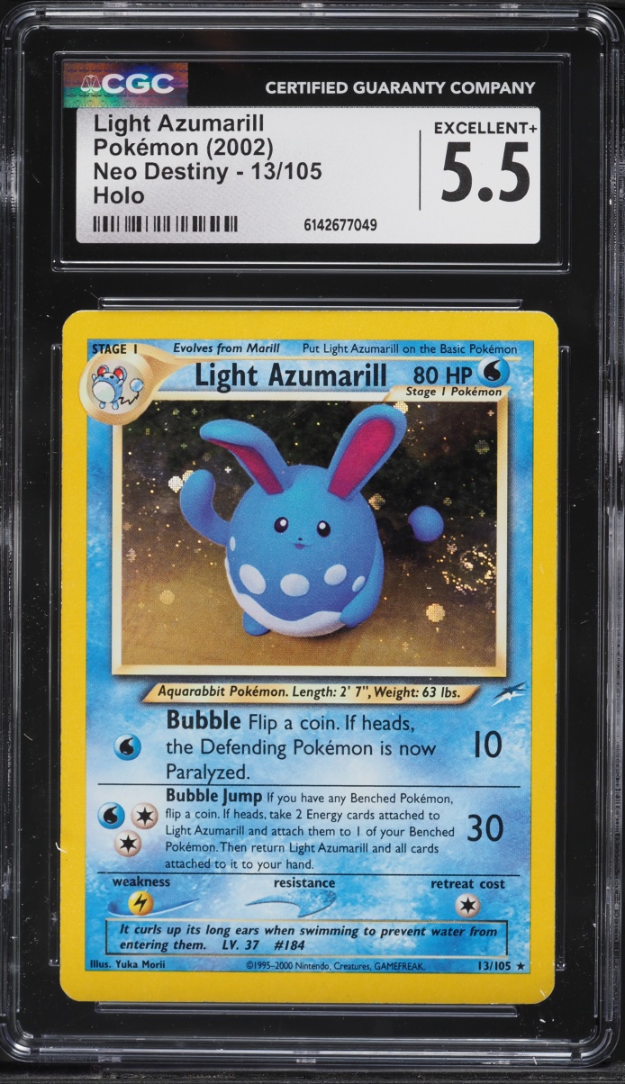 2002 Pokemon Neo Destiny Holo Light Azumarill #13 CGC 5.5 EX+