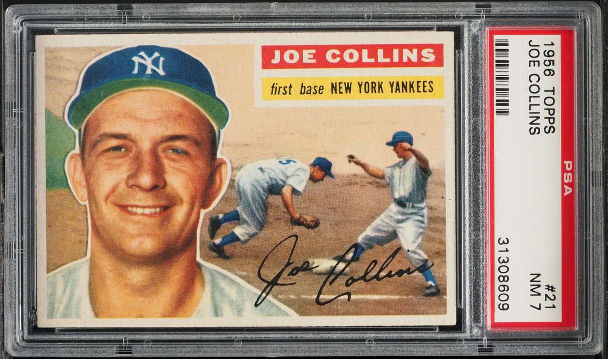 1956 Topps Joe Collins WHITE BACK #21 PSA 7 NRMT