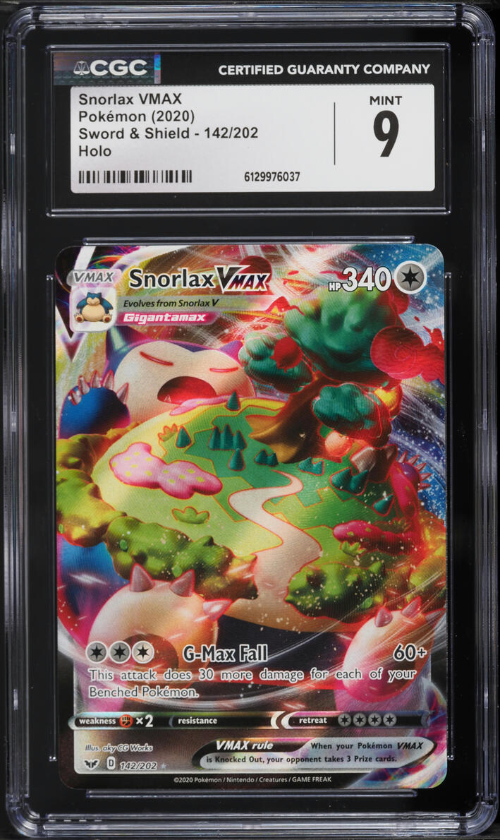 2020 Pokemon Sword & Shield Full Art Snorlax VMAX #142 CGC 9 MINT