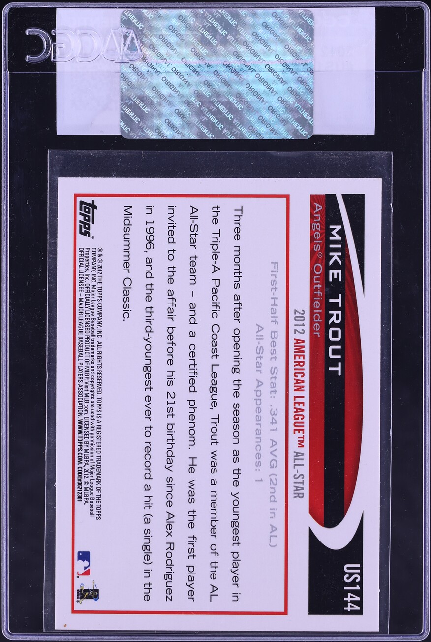 2012 Topps Update Mike Trout ROOKIE #US144 CGC AUTH