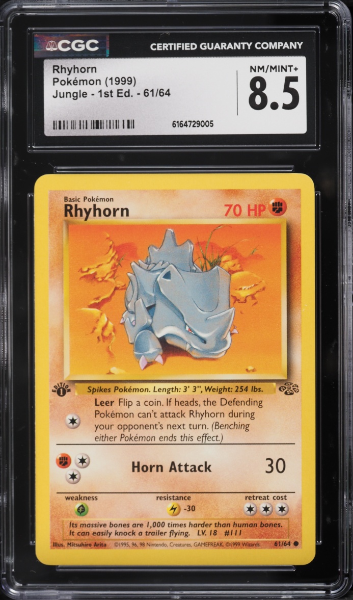 1999 Pokemon Jungle 1st Edition Rhyhorn #61 CGC 8.5 NM-MT+