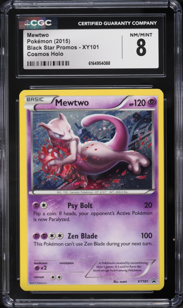 2015 Pokemon XY Black Star Promo Cosmos Holo Mewtwo #XY101 CGC 8 NM-MT