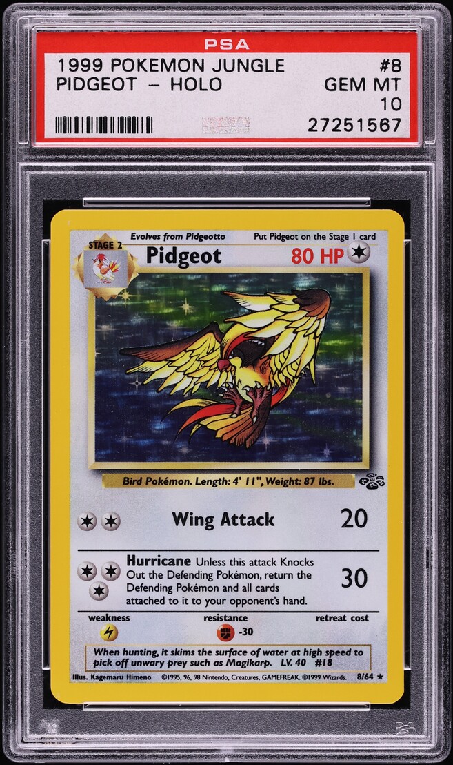 1999 Pokemon Jungle Holo Pidgeot #8 PSA 10 GEM MINT