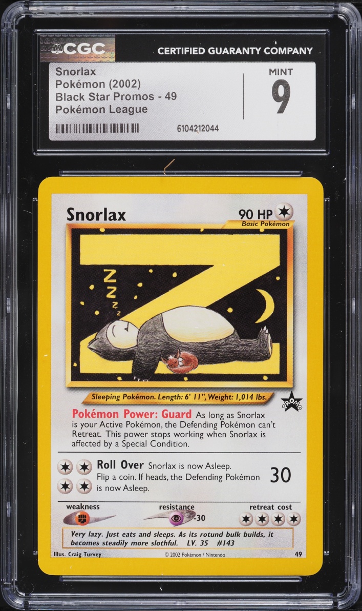 2002 Pokemon League Black Star Promo Snorlax #49 CGC 9 MINT