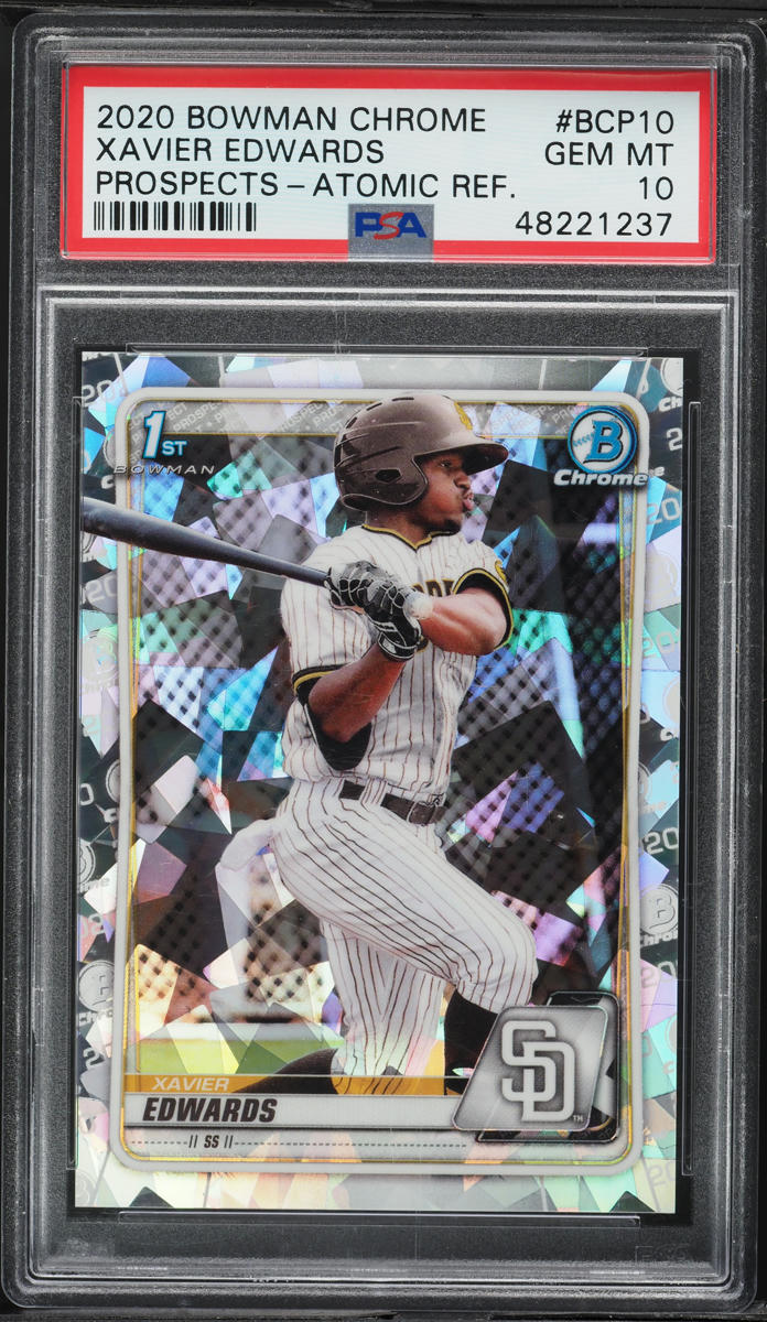 2020 Bowman Chrome Atomic Refractor Xavier Edwards PROSPECT #BCP-10 PSA 10 GEM