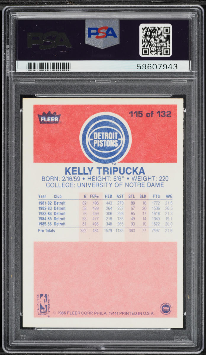 1986 Fleer Basketball Kelly Tripucka #115 PSA 5 EX