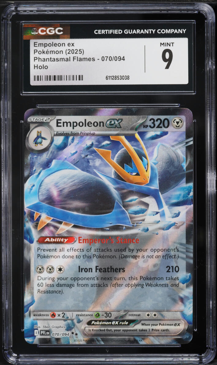 2025 Pokemon Mega Evolution Phantasmal Flames Holo Empoleon ex #70 CGC 9 MINT