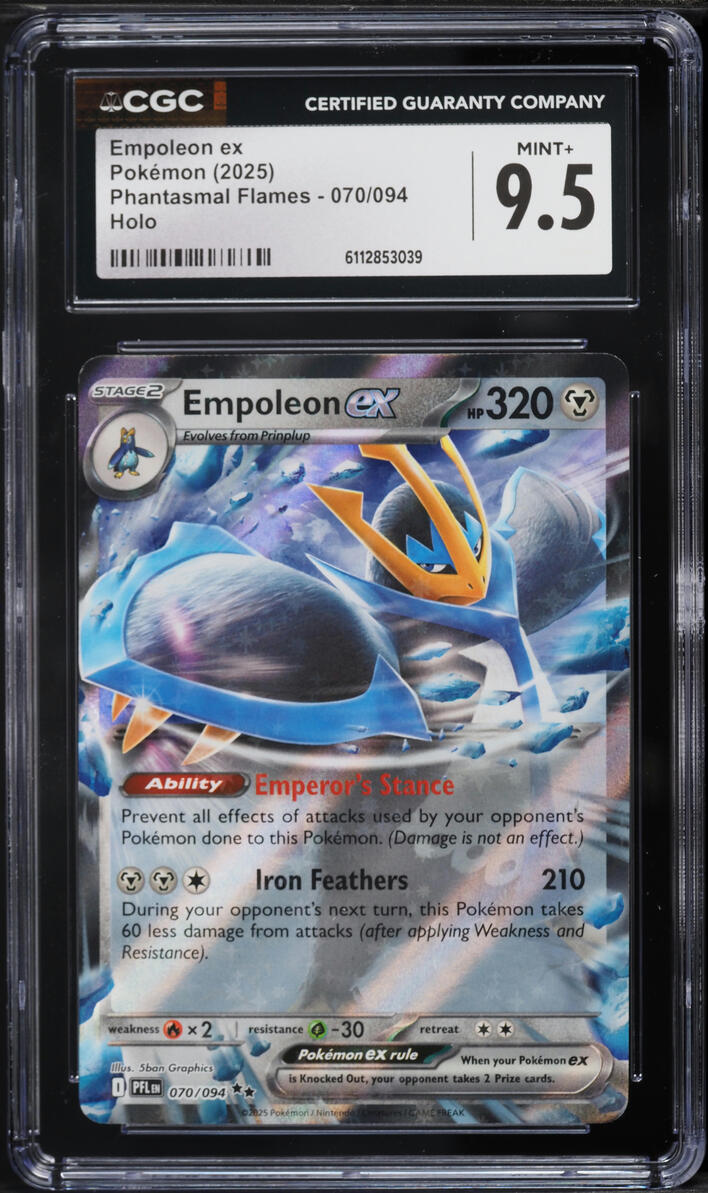 2025 Pokemon Mega Evolution Phantasmal Flames Holo Empoleon ex #70 CGC 9.5 MINT+