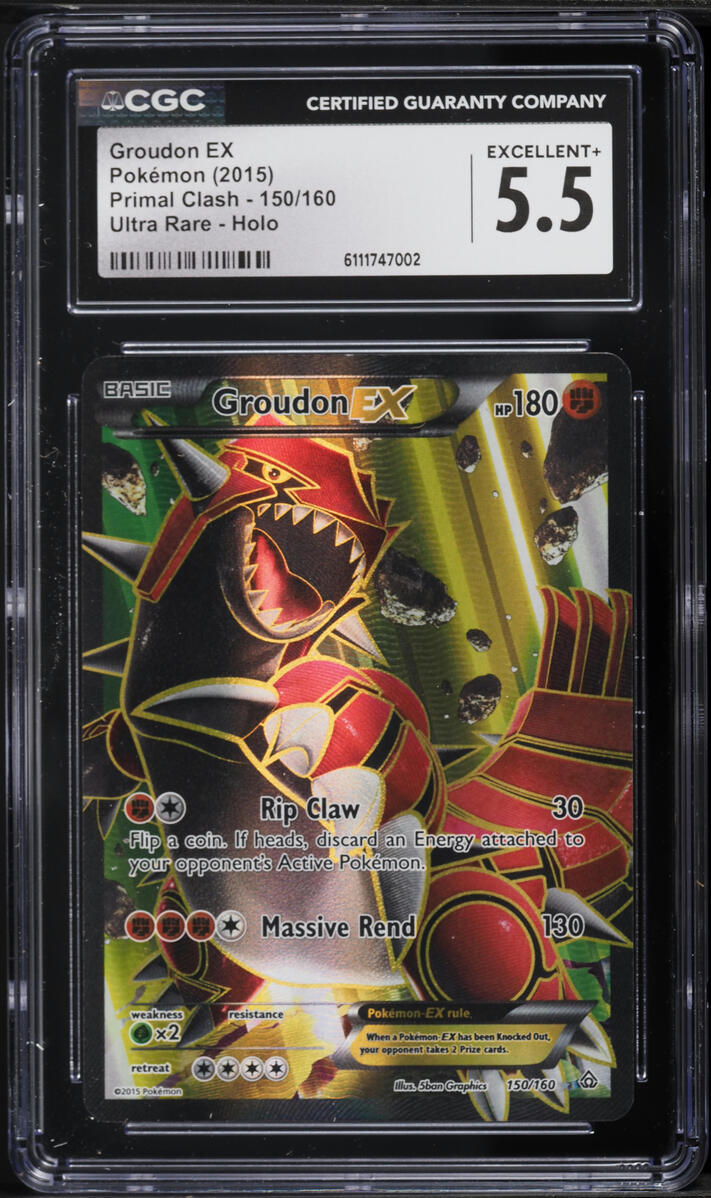 2015 Pokemon XY Primal Clash Full Art Groudon EX #150 CGC 5.5 EX+