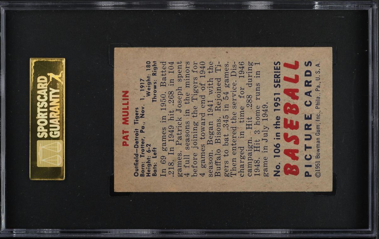 1951 Bowman Pat Mullin #106 SGC 7 NRMT