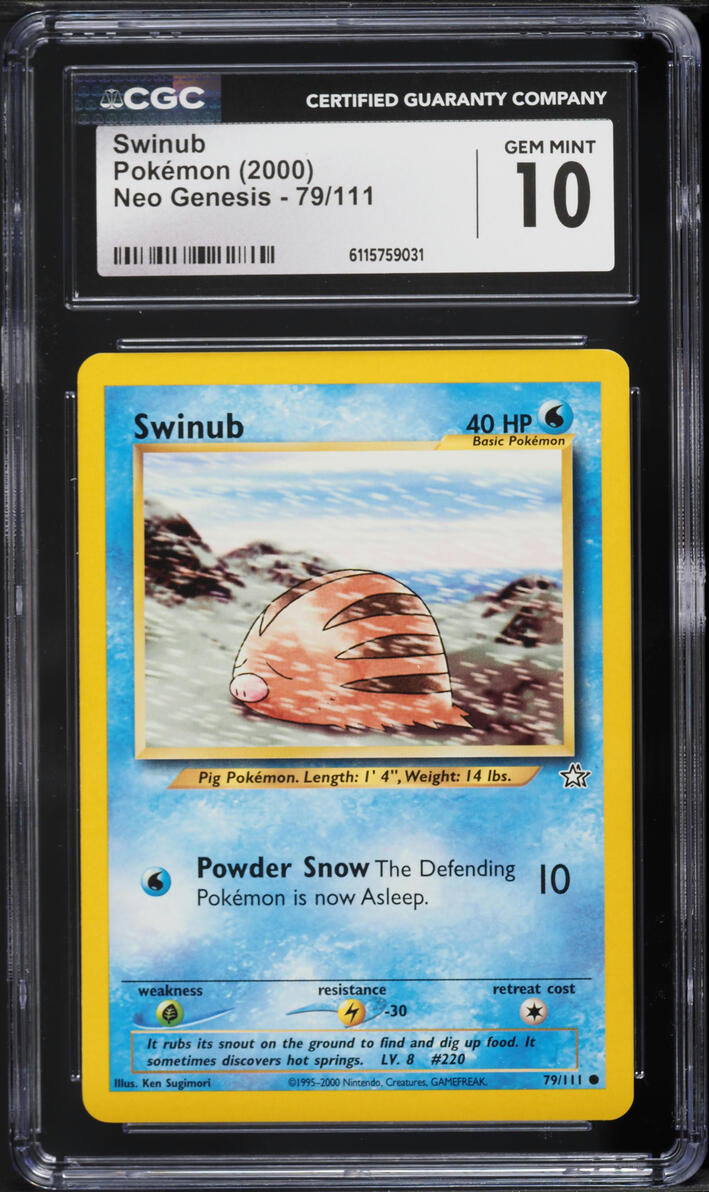 2000 Pokemon Neo Genesis Swinub #79 CGC 10 GEM MINT