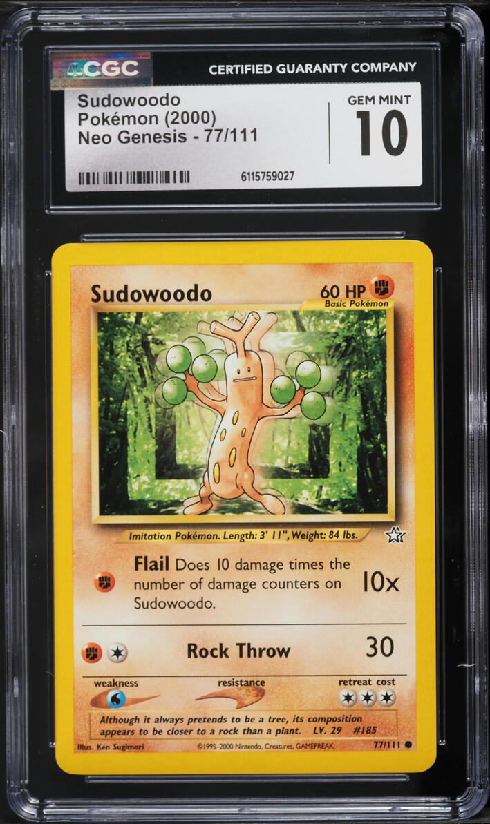 2000 Pokemon Neo Genesis Sudowoodo #77 CGC 10 GEM MINT