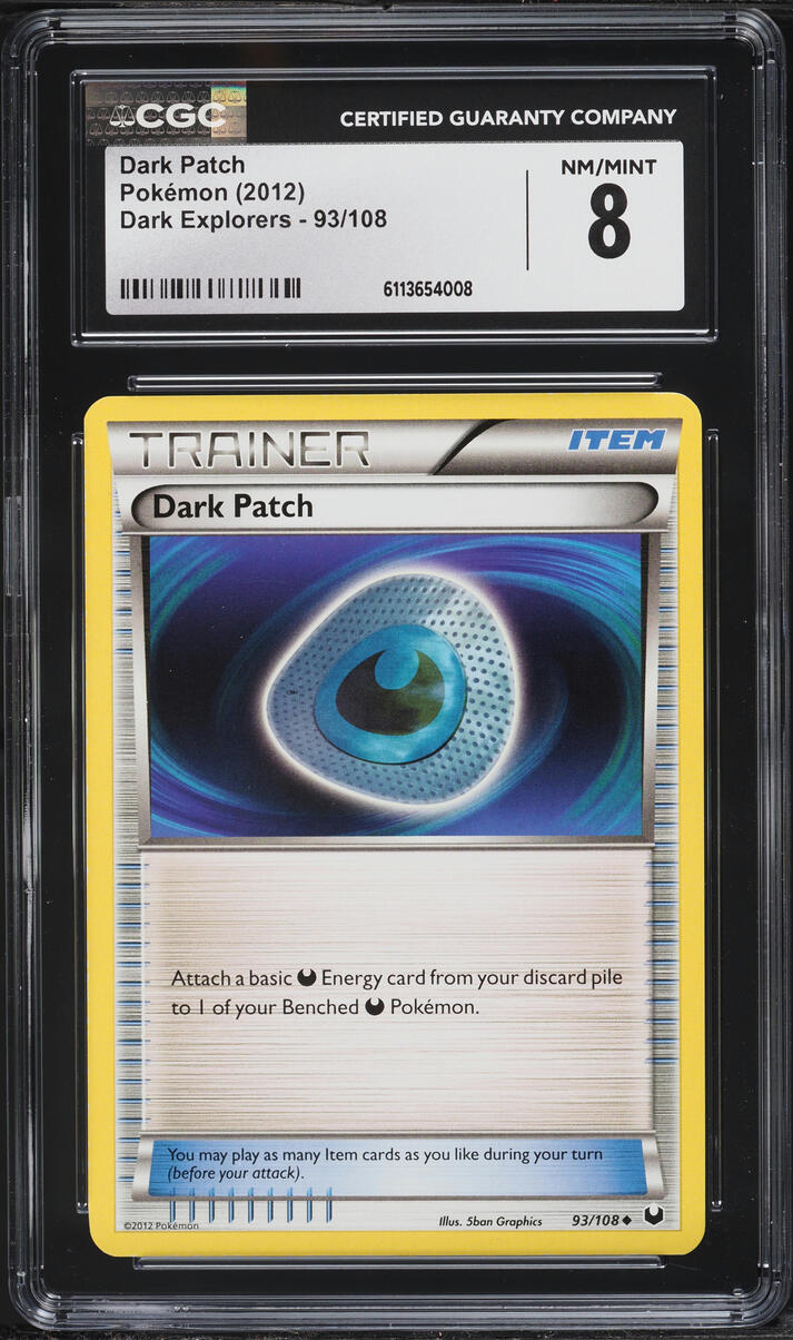 2012 Pokemon Black & White Dark Explorers Dark Patch #93 CGC 8 NM-MT