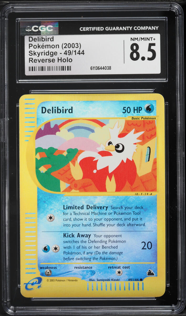 2003 Pokemon Skyridge Reverse Holo Delibird #49 CGC 8.5 NM-MT+