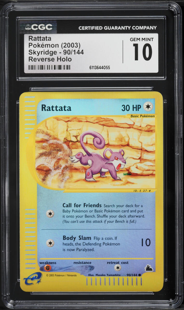 2003 Pokemon Skyridge Reverse Holo Rattata #90 CGC 10 GEM MINT