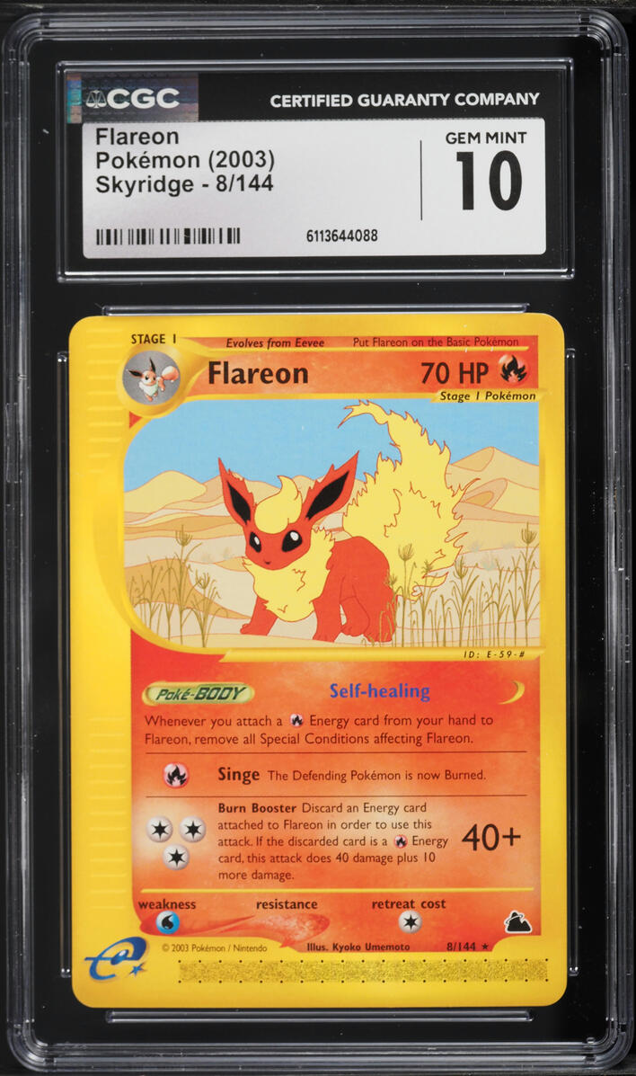 2003 Pokemon Skyridge Flareon #8 CGC 10 GEM MINT
