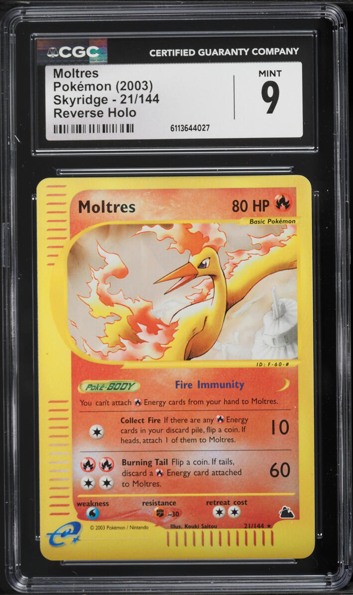 2003 Pokemon Skyridge Reverse Holo Moltres #21 CGC 9 MINT