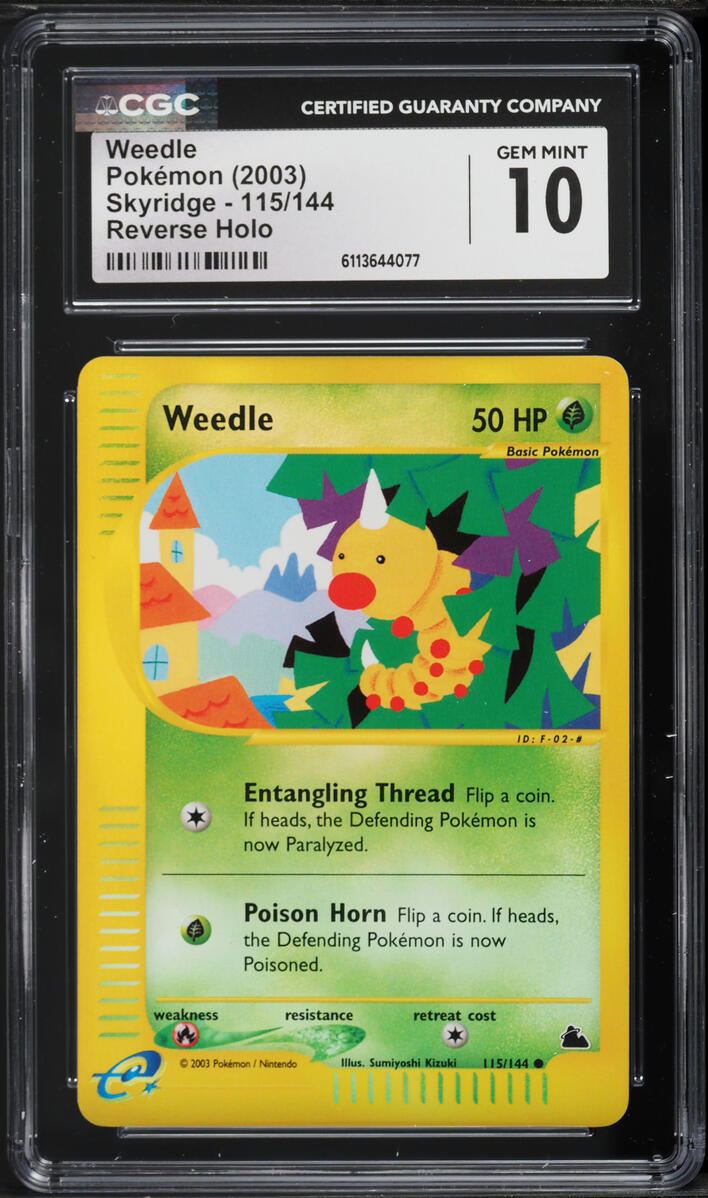 2003 Pokemon Skyridge Reverse Holo Weedle #115 CGC 10 GEM MINT