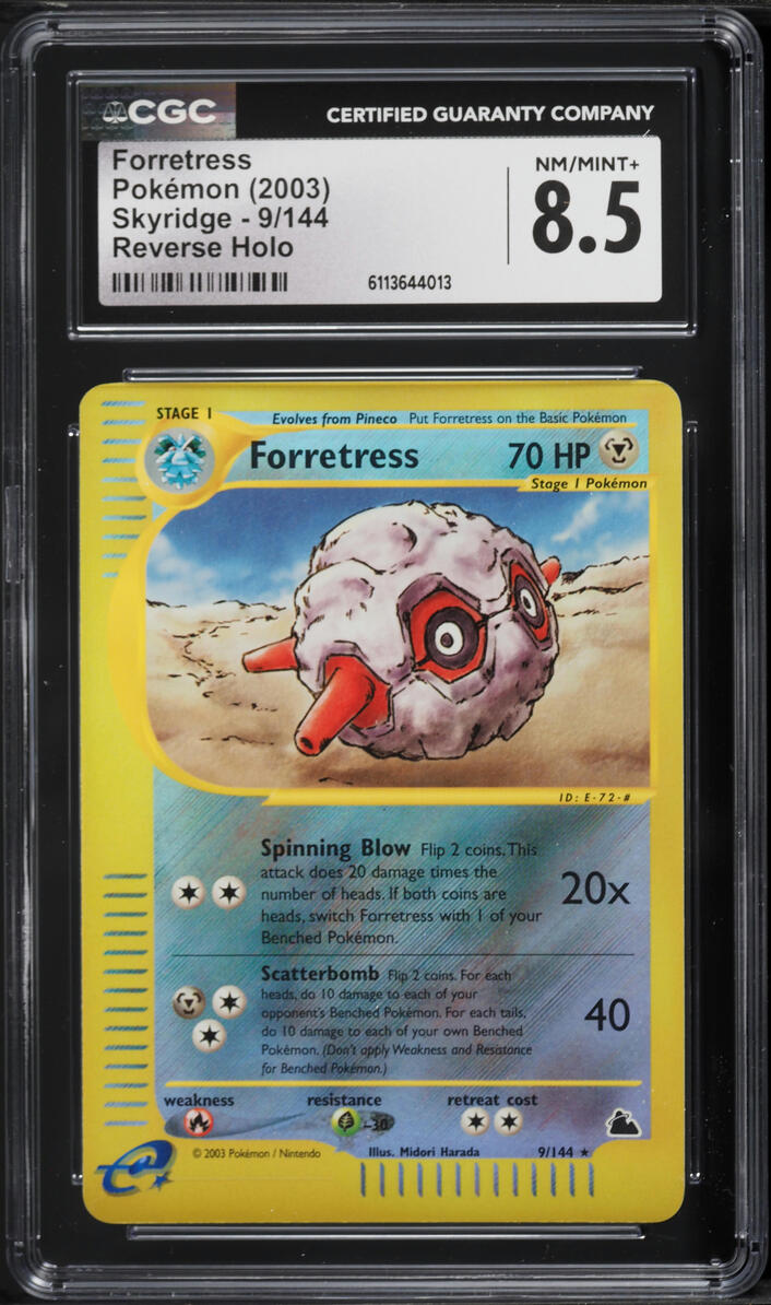 2003 Pokemon Skyridge Reverse Holo Forretress #9 CGC 8.5 NM-MT+