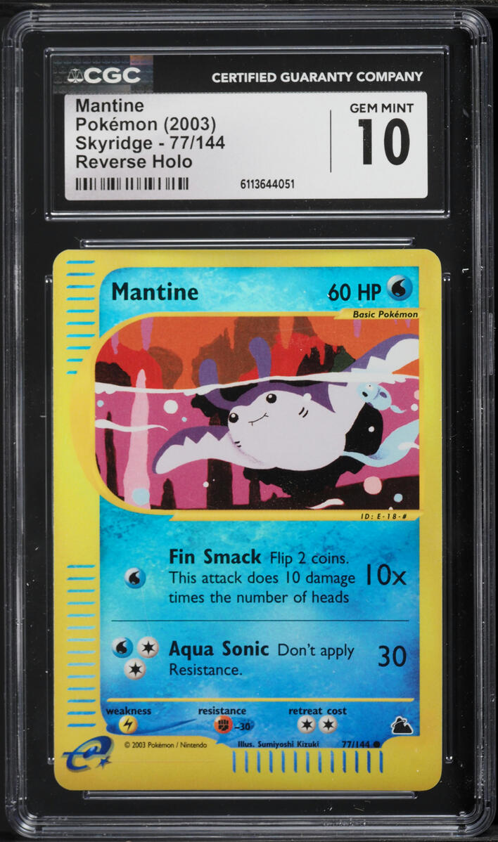 2003 Pokemon Skyridge Reverse Holo Mantine #77 CGC 10 GEM MINT