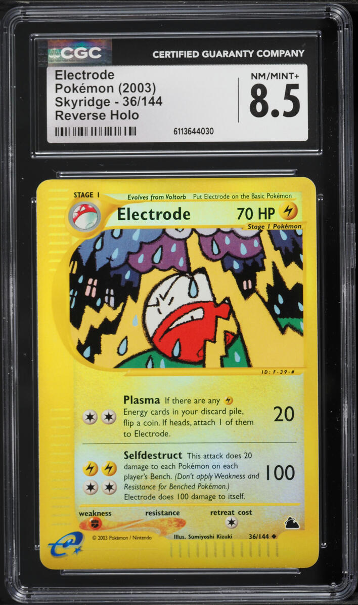 2003 Pokemon Skyridge Reverse Holo Electrode #36 CGC 8.5 NM-MT+