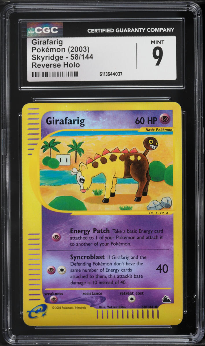 2003 Pokemon Skyridge Reverse Holo Girafarig #58 CGC 9 MINT