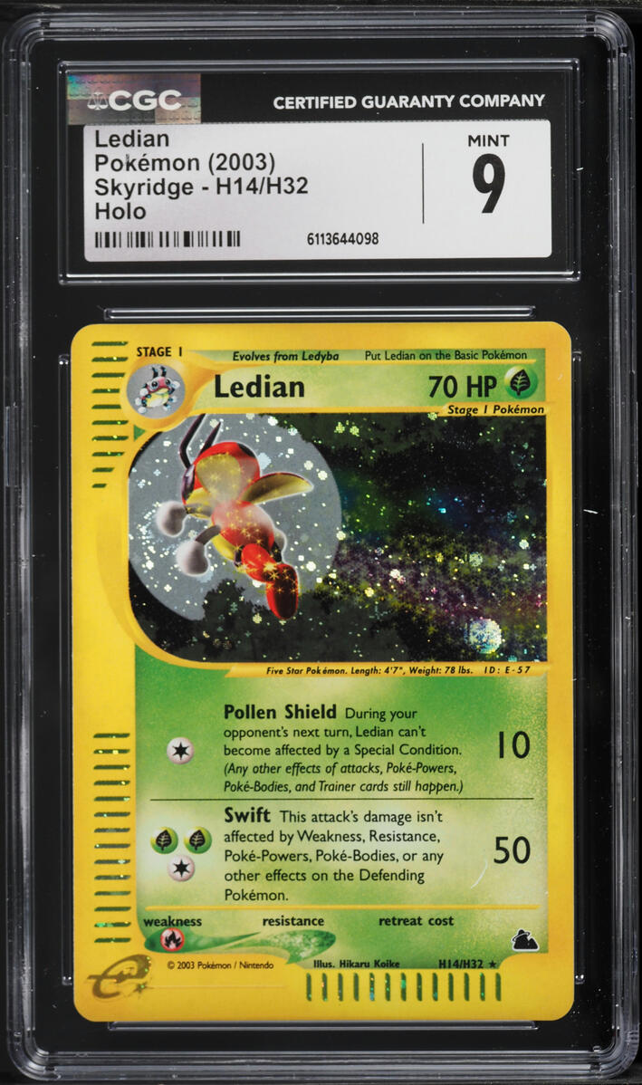 2003 Pokemon Skyridge Holo Ledian #H14 CGC 9 MINT