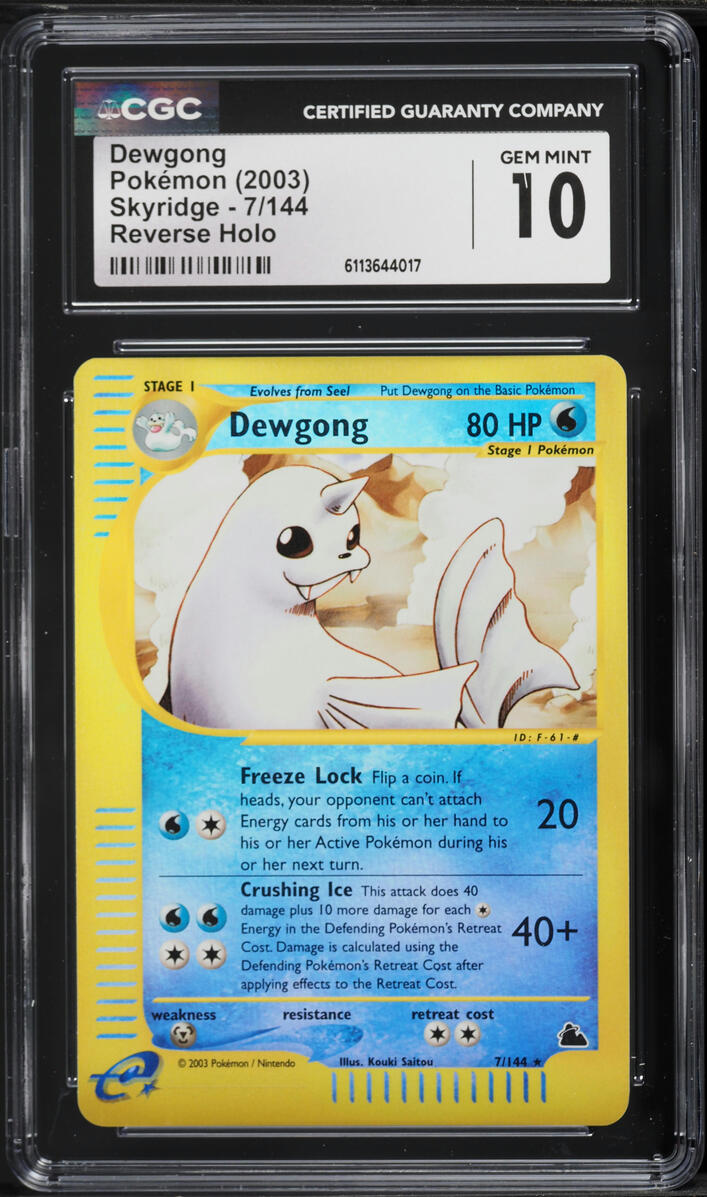 2003 Pokemon Skyridge Reverse Holo Dewgong #7 CGC 10 GEM MINT