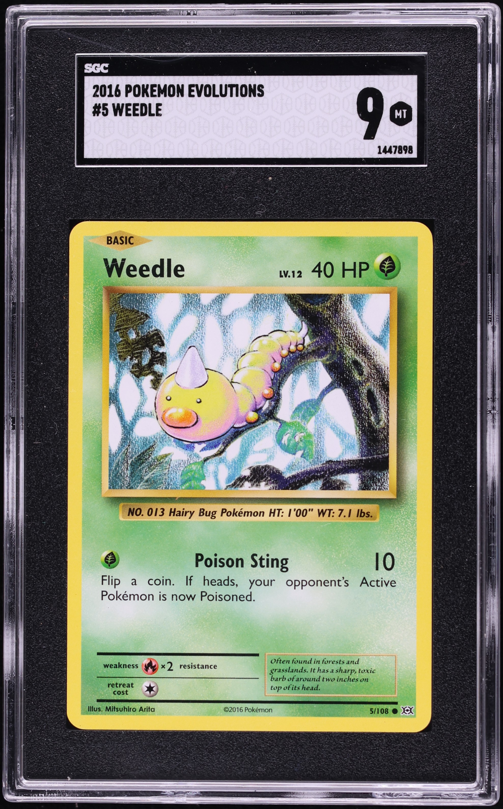 2016 Pokemon XY Evolutions Weedle #5 SGC 9 MINT