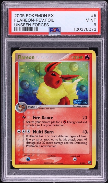 2005 Pokemon EX Unseen Forces Reverse Holo Flareon #5 PSA 9 MINT