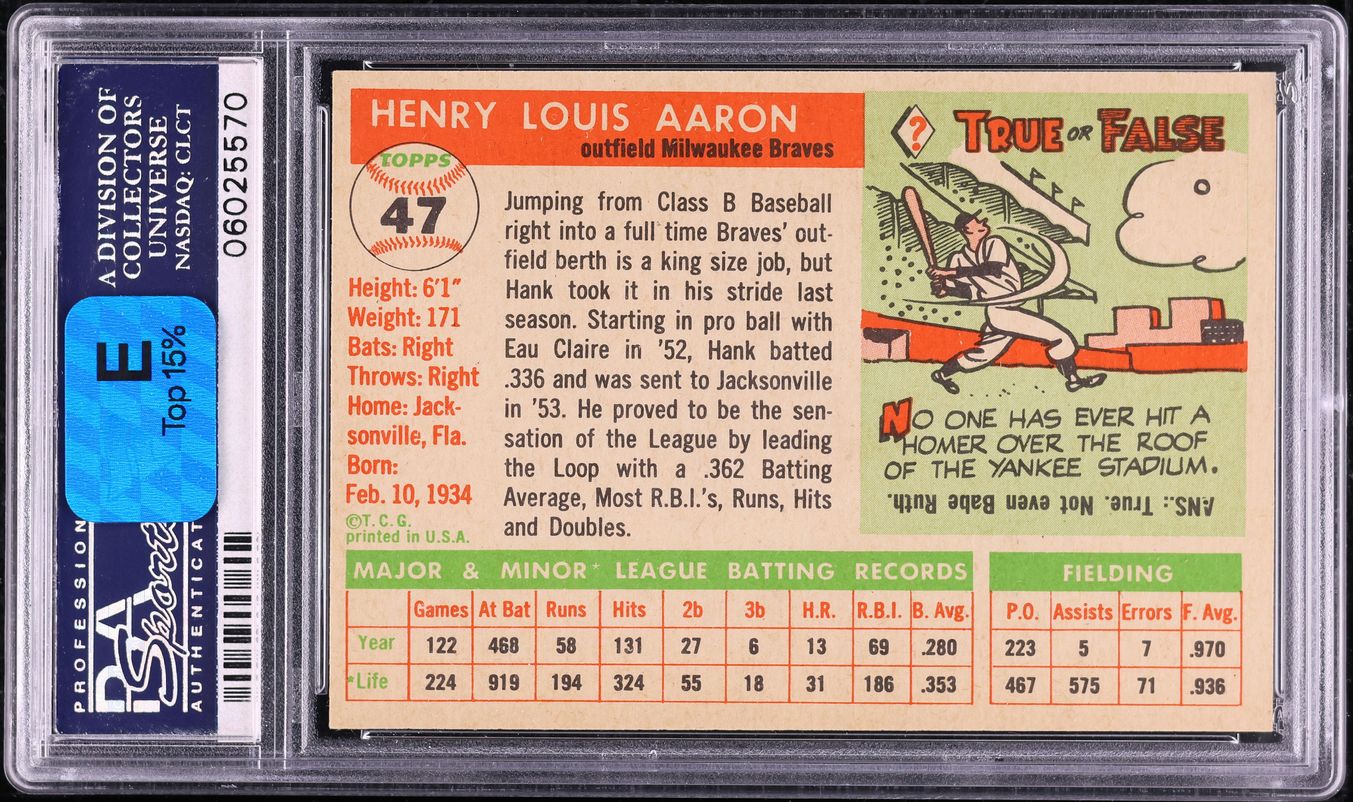1955 Topps Hank Aaron #47 PSA 8.5 NM-MT+