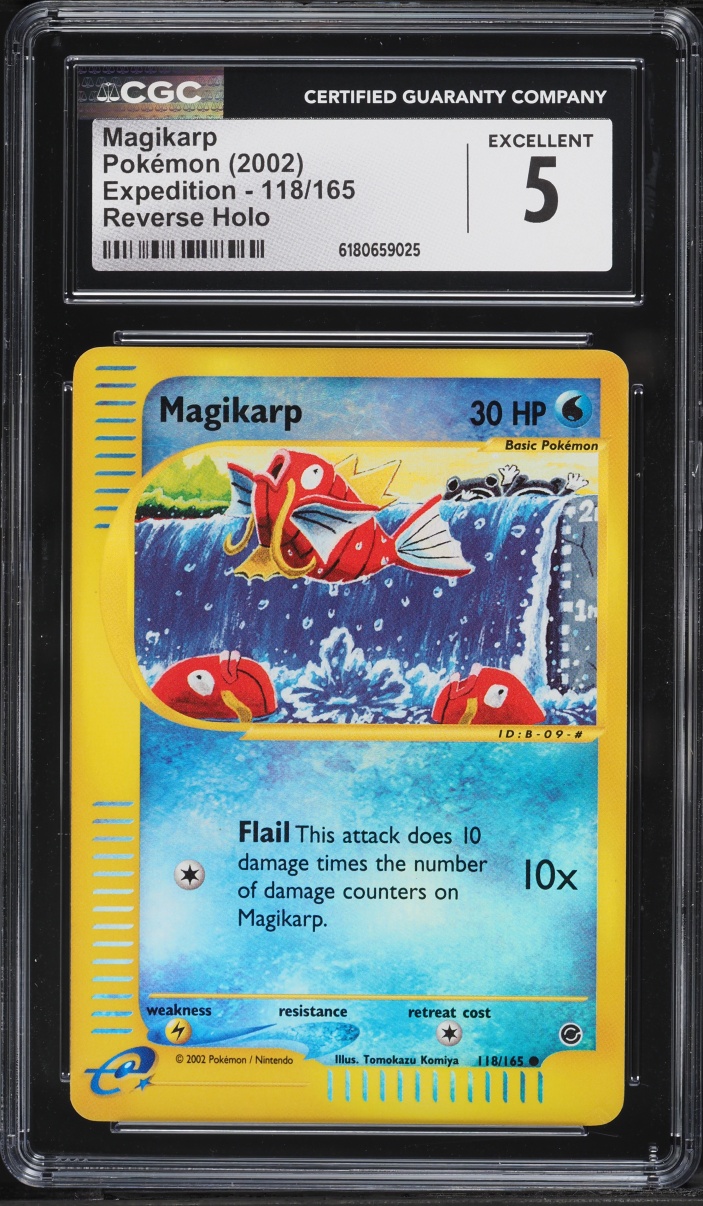 2002 Pokemon Expedition Reverse Holo Magikarp #118 CGC 5 EX